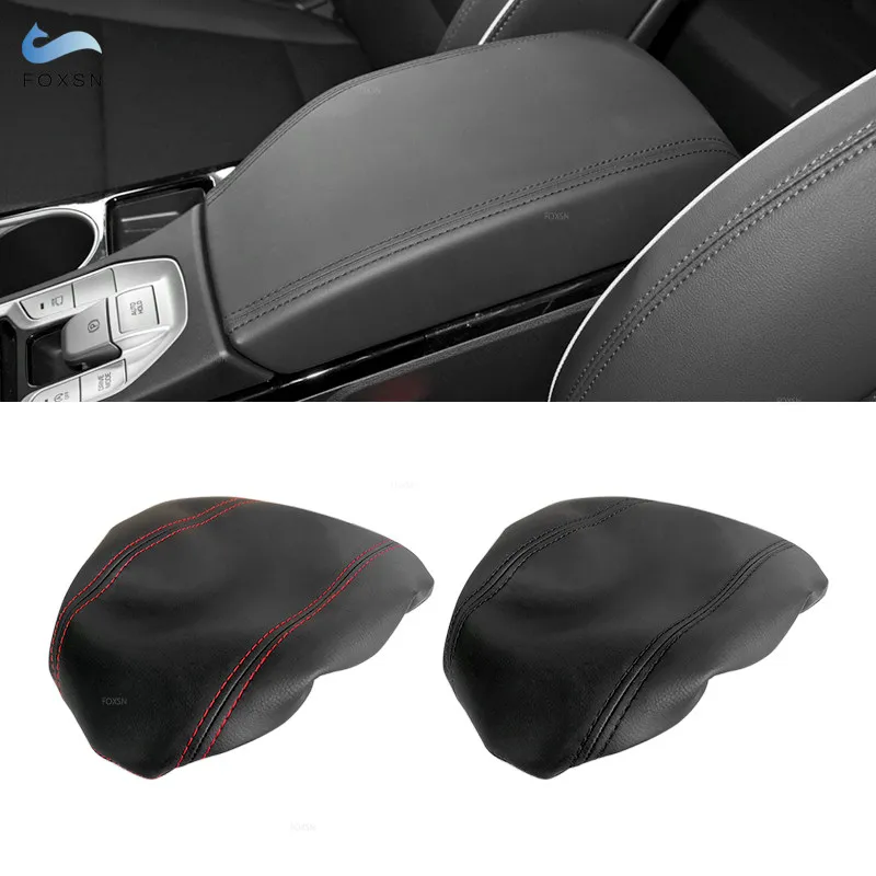 For Hyundai Tucson 2019 2020 Microfiber Leather Interior Center Console Lid Armrest Box Cover Protective Trim