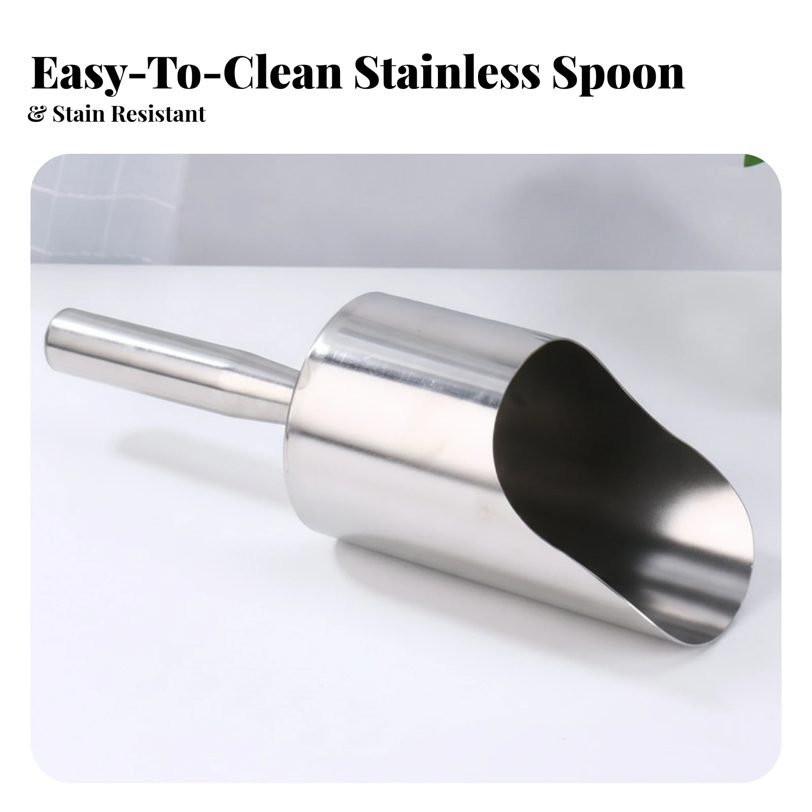 Stainless Steel Scoop Rust-Resistant Cylindrical Grain Scoop Scooper Easy-to-Clean Mirror-Polished for Grocers, Food Storage