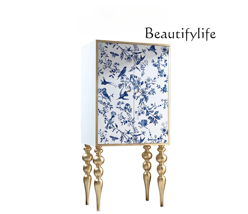 

Jade Bird Solid Wood French Tall Cabinet Multi-purpose vertical Entrance cabinet Storage storage decorative cabinet
