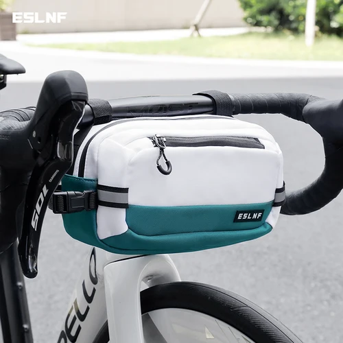 Imagen 2 del producto ESLNF Bolsa delantera para manillar de bicicleta - Alforja resistente al agua de 2,5 L para bicicletas de carretera/montaña, correa de hombro de desmontaje rápido