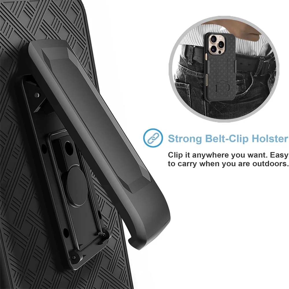 Robuste Combo Stoßfeste Armor-Gürtelclip-Holster-Hülle für iPhone 12 16 Pro Max 15 14 Plus 13 11 Cover mit Ständer und drehbarem Telefonhalter – Detail 13