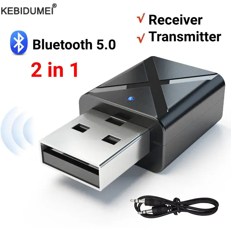 USB Bluetooth 5.0 Receiver Transmitter AUX USB 3.5mm Jack Wireless Audio Stereo Adapter for TV PC Bluetooth Speaker Headphone