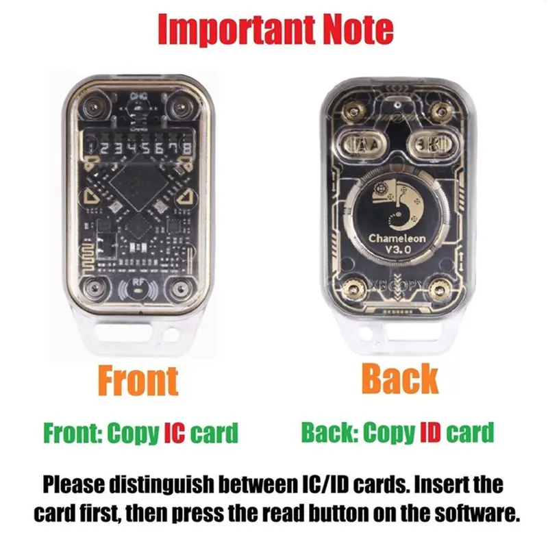 3CGRO-Chameleon V3.0 RFID Smart Chip Reader Emulator +1XUID Keychain+1XUID Card+1XCUID Card 125K 13.56M ID IC Tag Copyer