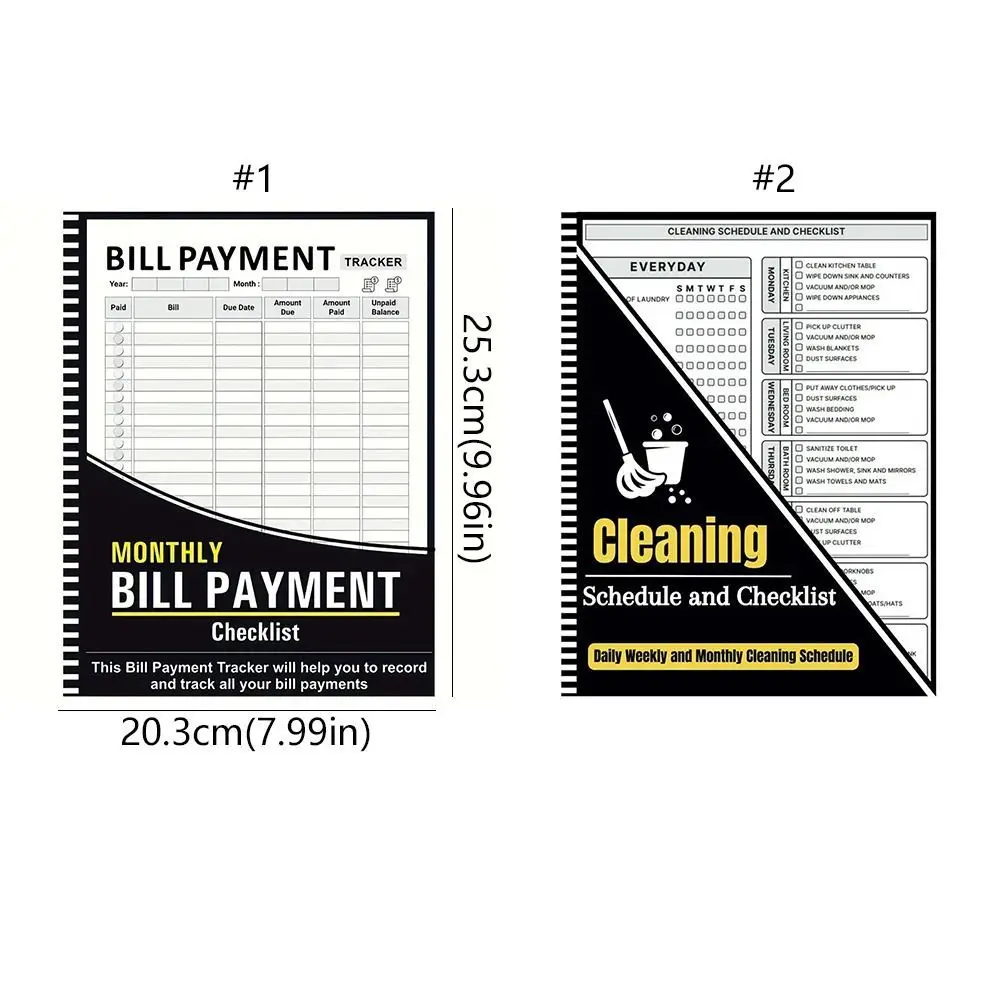 

Spiral-Bound Monthly Bill Organizer Daily Weekly Monthly Efficient Budget Planner English Language Cleaning Schedule Checklist