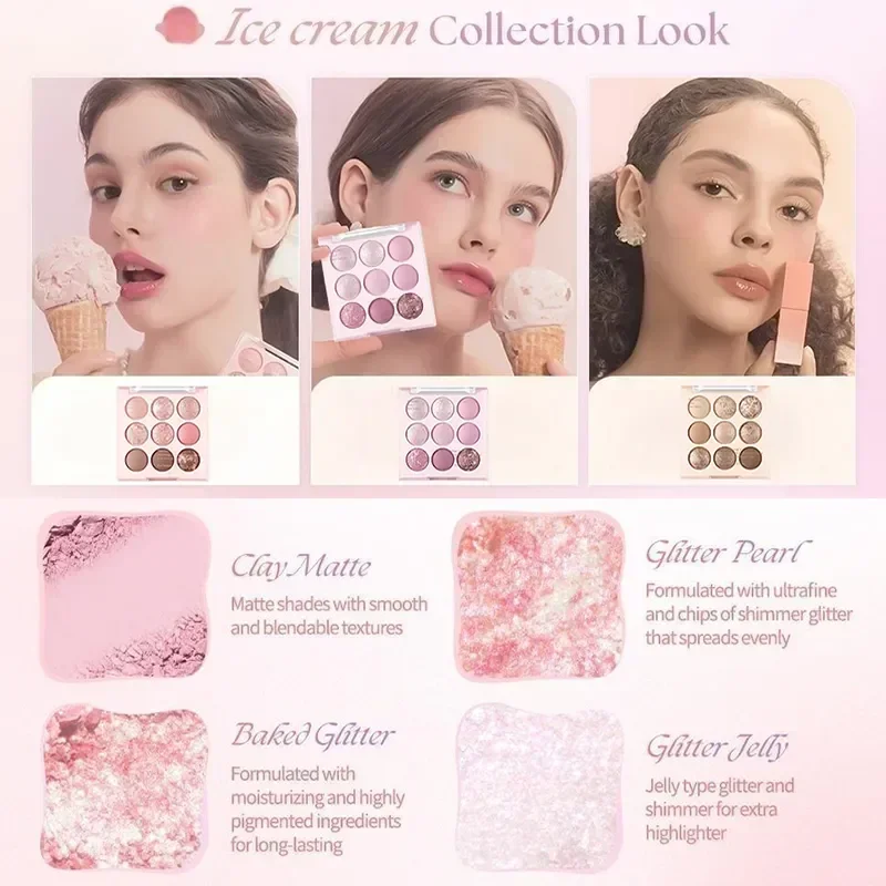 Palette de fards à barrage crème glacée pour femmes, fard à joues rose scintillant, thé au lait d'avoine, ombre à barrage violette, ton cool, maquillage coréen, cosmétiques