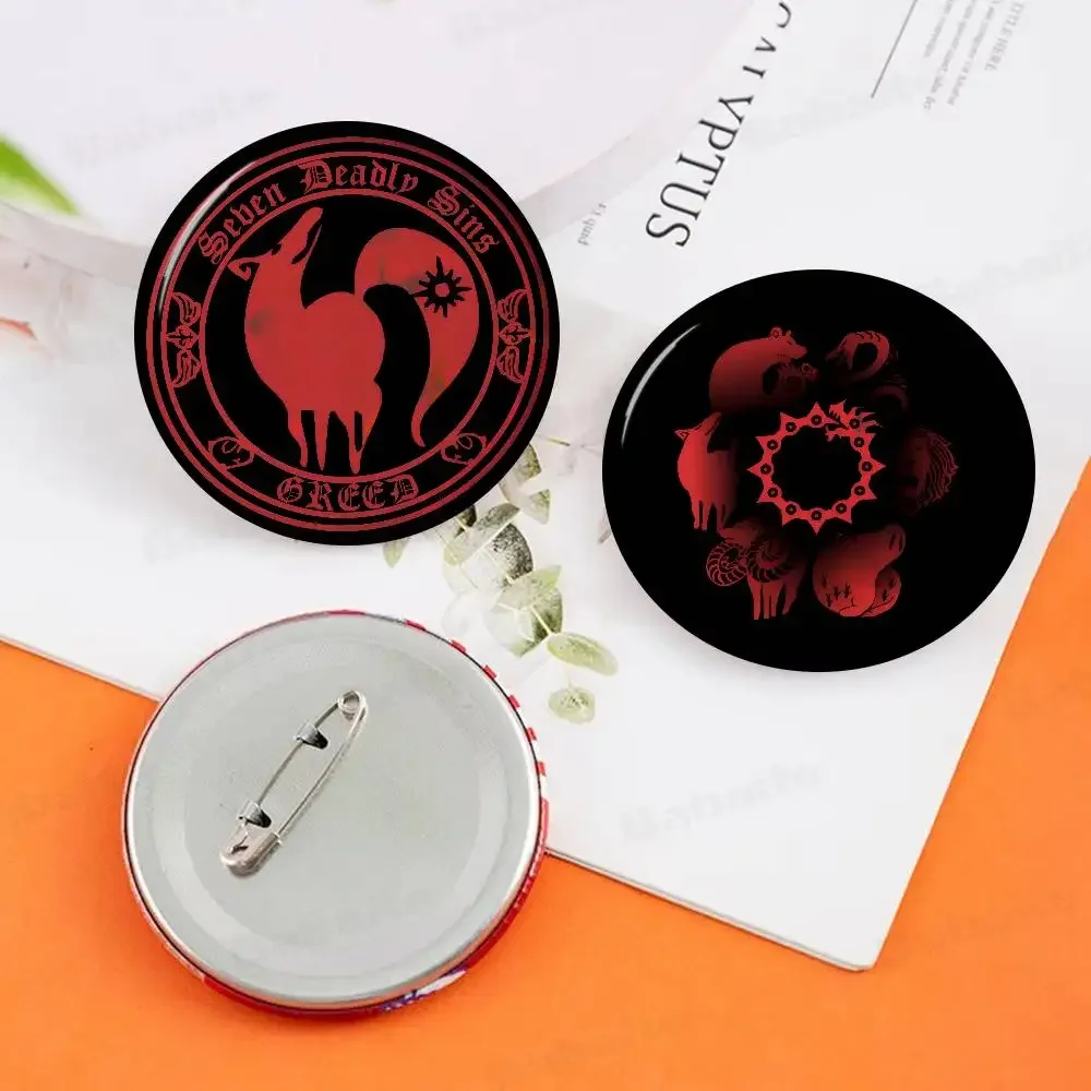 Cute S-Seven D-Deadly Sins   Cartoon Brooches Anime Badge Round Handmade Brooch Lapel Pins Jewelry For Backpack Clothes Gifts