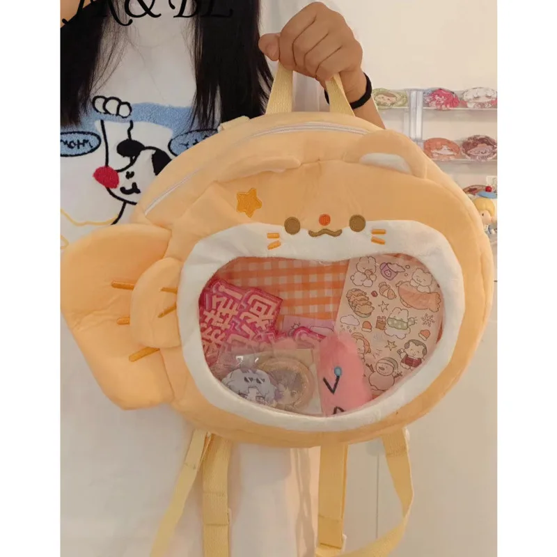 Taiyaki Itabag Cartoon Japan Funny Ins Embroidery Big Mouth Bag Korean Plush Bag Backpack Transparent Backpack Version Cute Bag