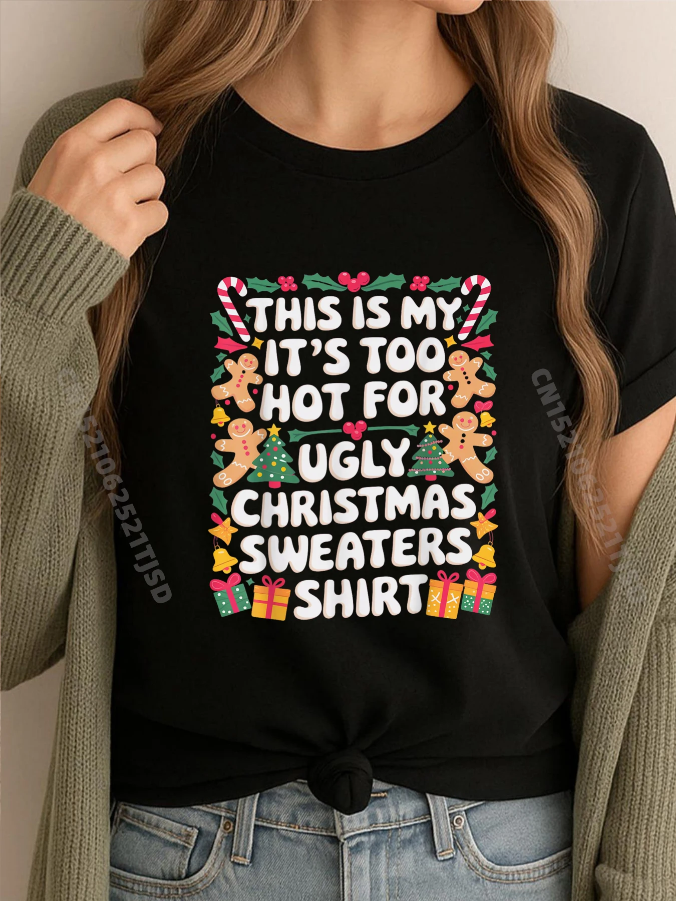 

Too Hot For Ugly Christmas Xmas Clothing Mens Gifts Tshirts Washed Hip Hop