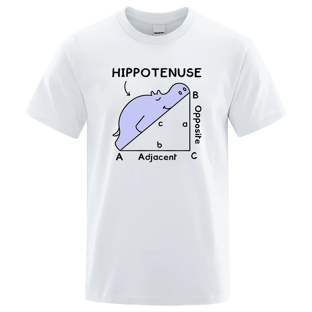 Hippotenuse Opposite Adjacent Funny Printed Men Women T Shirts Trigonometric Functions Cotton Short Sleeve Basics T-shirt