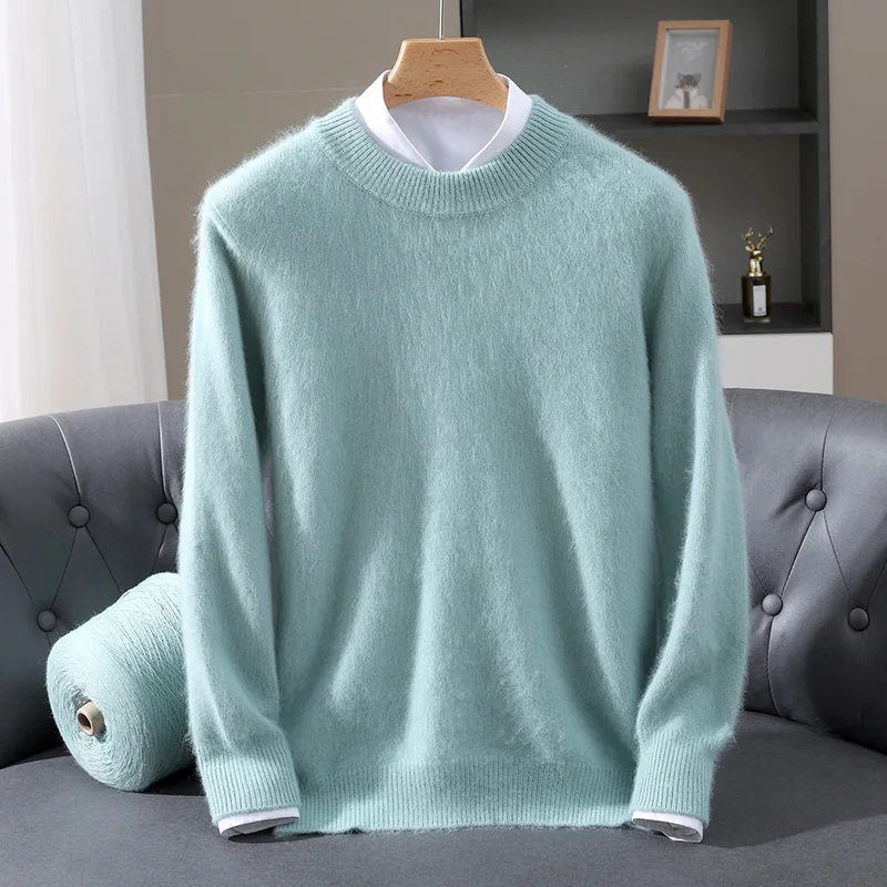 

Autumn And Winter High Quality Men Long Sleeve Knitwear Sweater O-Neck 100% Mink Cashmere Soft Warm Clothing Tops