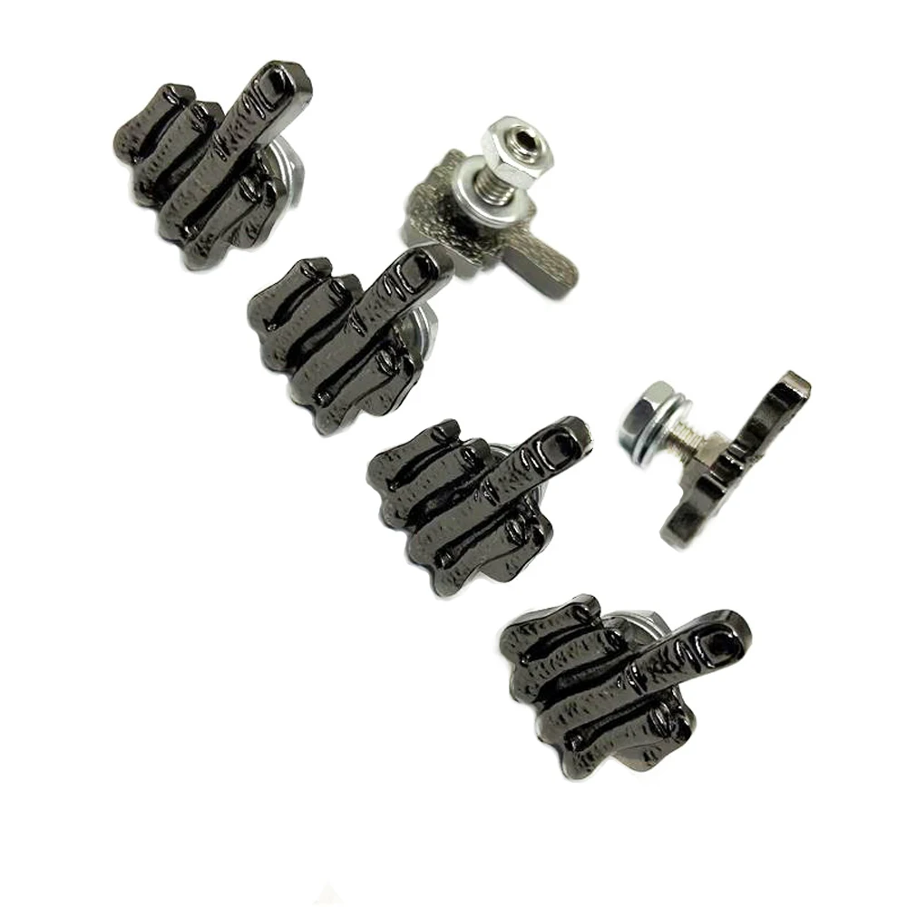 

Middle Finger DIY 3D Design Decoration Universal Car Metal Motorcycle Number License Frame Plate Punk Style Screw