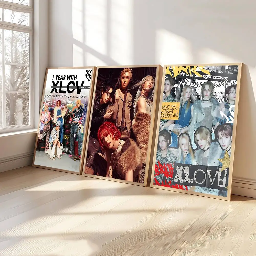 1pc Popular K-pop Group X-XLov Movie Sticky Posters Retro Kraft Paper Sticker DIY Room Bar Cafe Aesthetic Art Wall Painting