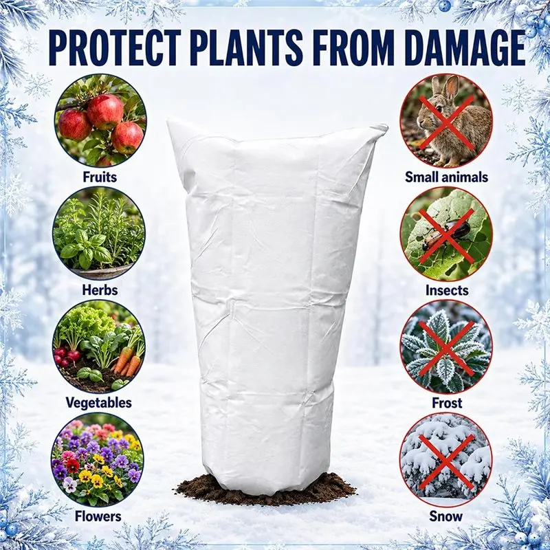 ABVG-Winter Plant Freeze Protection Bag Frost Cover With Aluminum Liner & Drawstring For Potted Plants, Trees, Shrubs