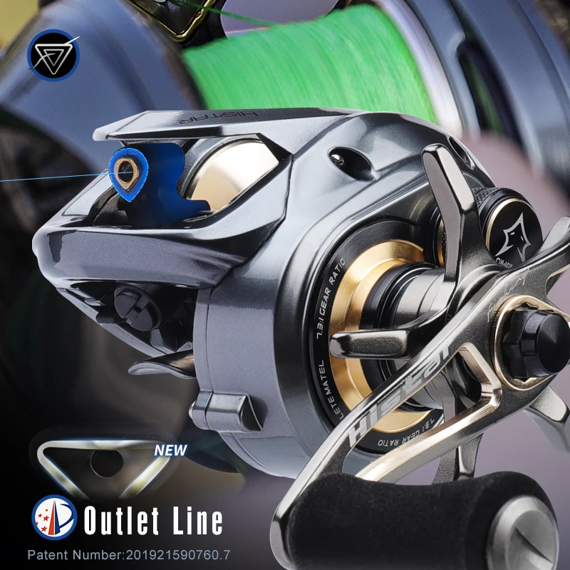 Imagem -03 - Histar-metal Rotor Aurora Baitcasting Carretel de Pesca Carretel Duplo Fundição Longa Alta Proporção 8kg Drag Power 7.3:1