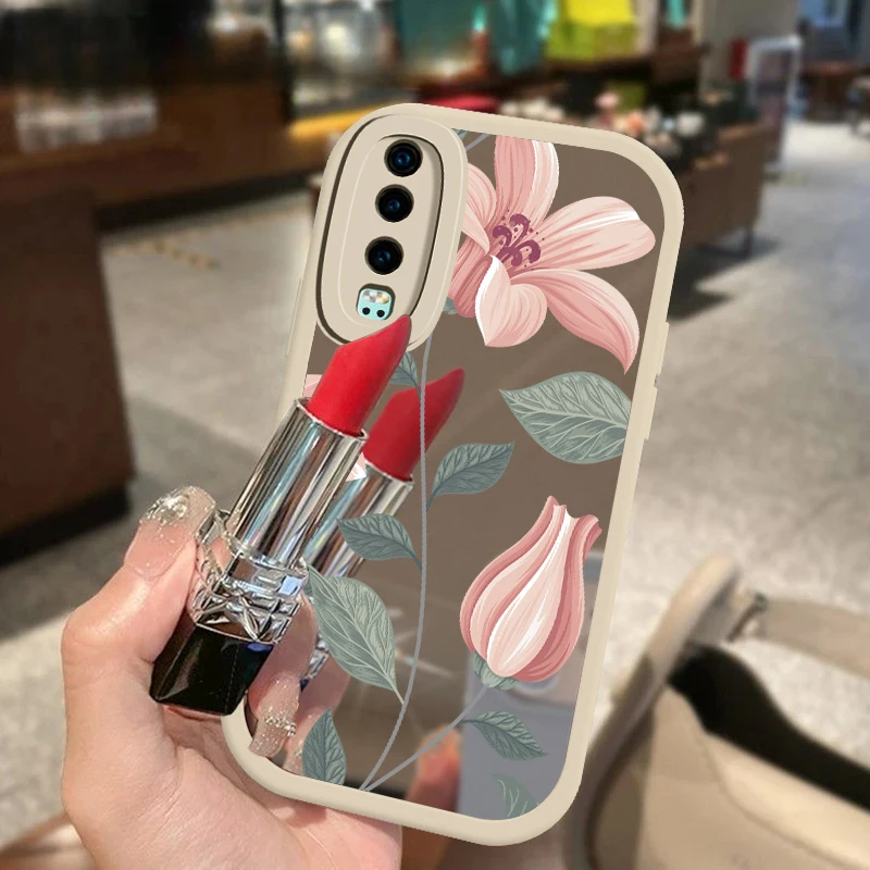For Huawei P30 Lite Case Shockproof Soft Silicone Flower Print Phone Case For Huawei Mate 20 Pro P20 P20 P40 Lite Mirror Funda