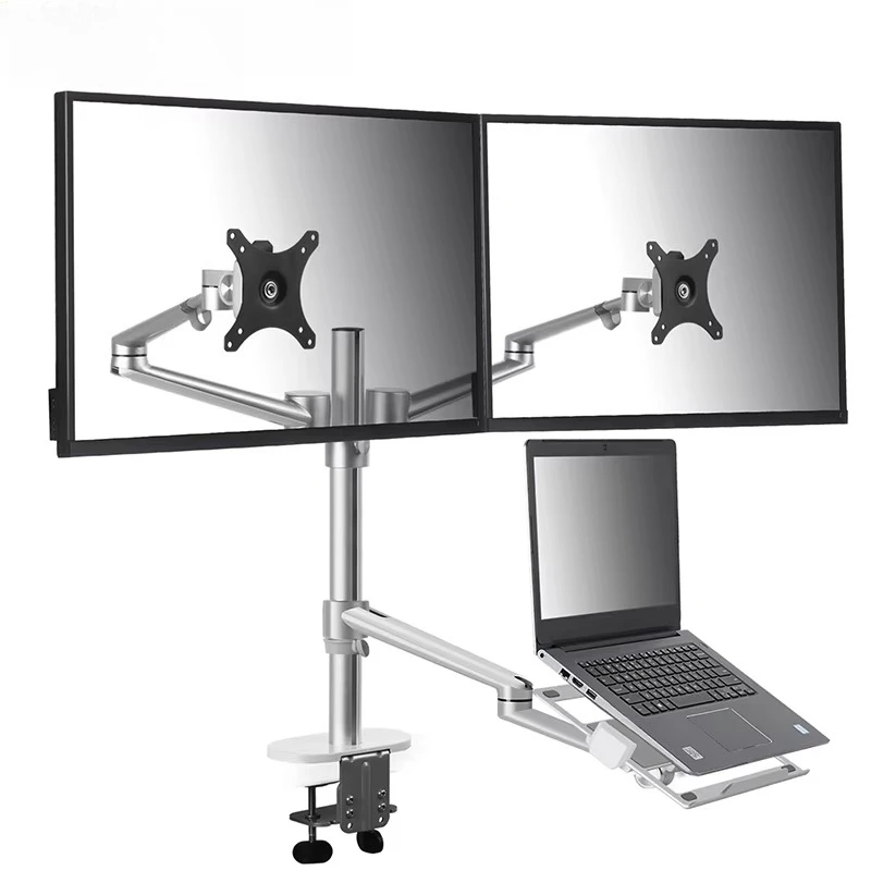 Adjustable Computer Monitor Desk Mount Swivel Stand Desktop Rotating Monitor Arm with Laptop Tray