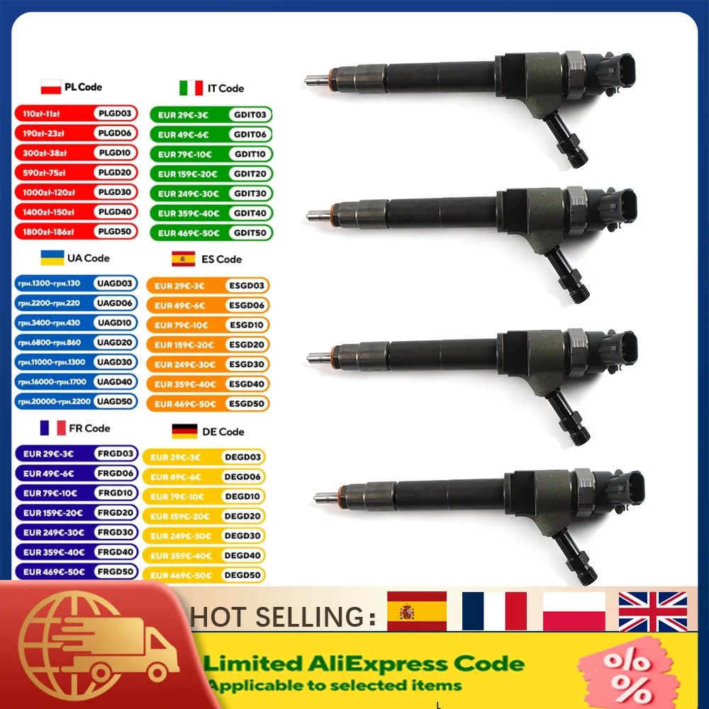

4PCS Diesel Fuel Injectors 0445110249 WE0112H50A WE0113H50 for Ford Ranger 3.0L 06-11 for Mazda BT50 3.0L 06-12 for Bosch