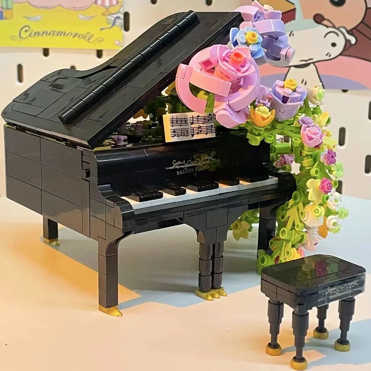 Mini ladrillos Piano flores eternas Bouque bloque de construcción planta instrumento Musical DIY juguete para niña regalo de Navidad