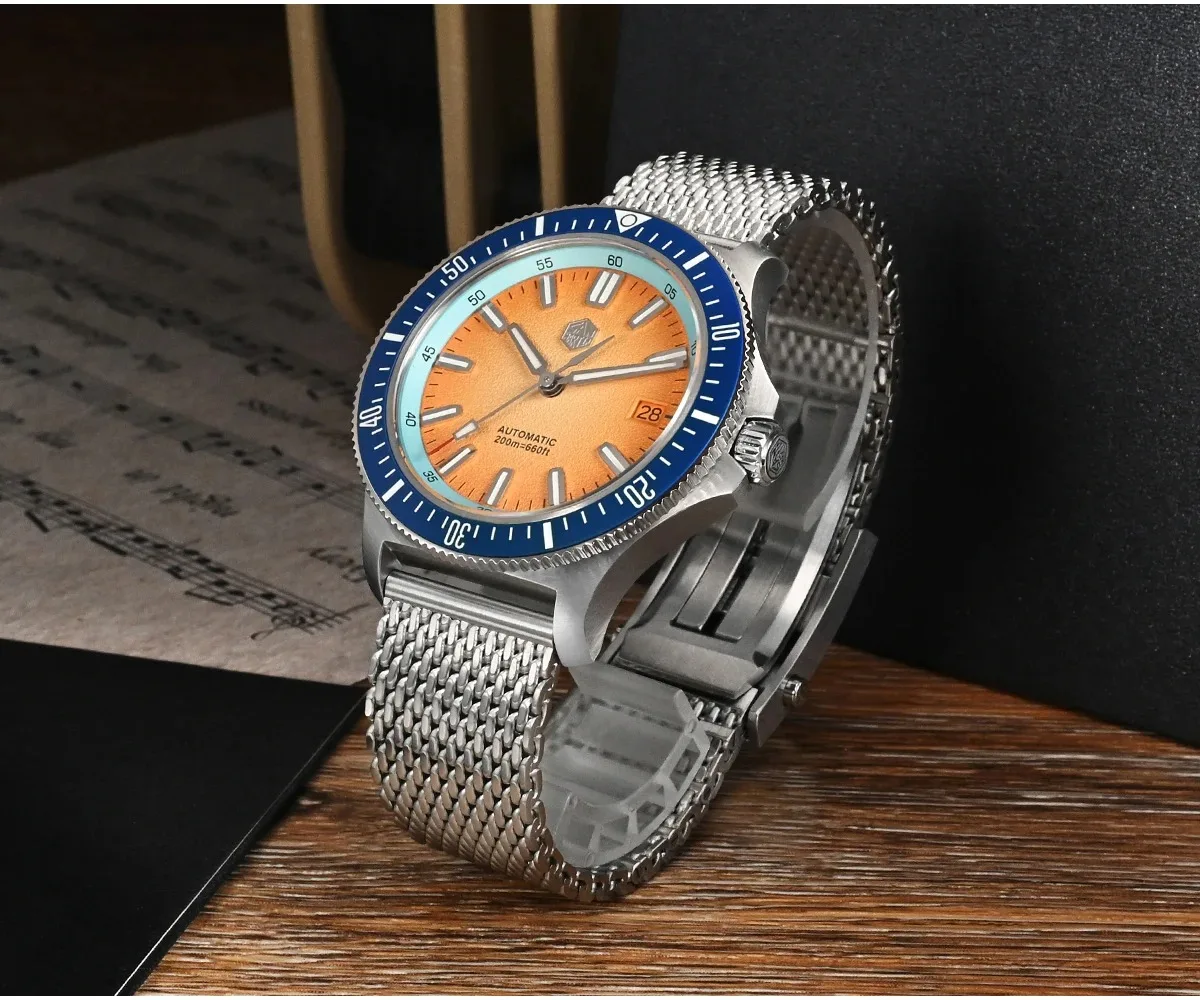 San Martin Men Dive Watch 40mm Automatic Mechanical Wristwatch 20ATM Waterproof Luminous NH35 Gradient Dial Ceramic Bezel