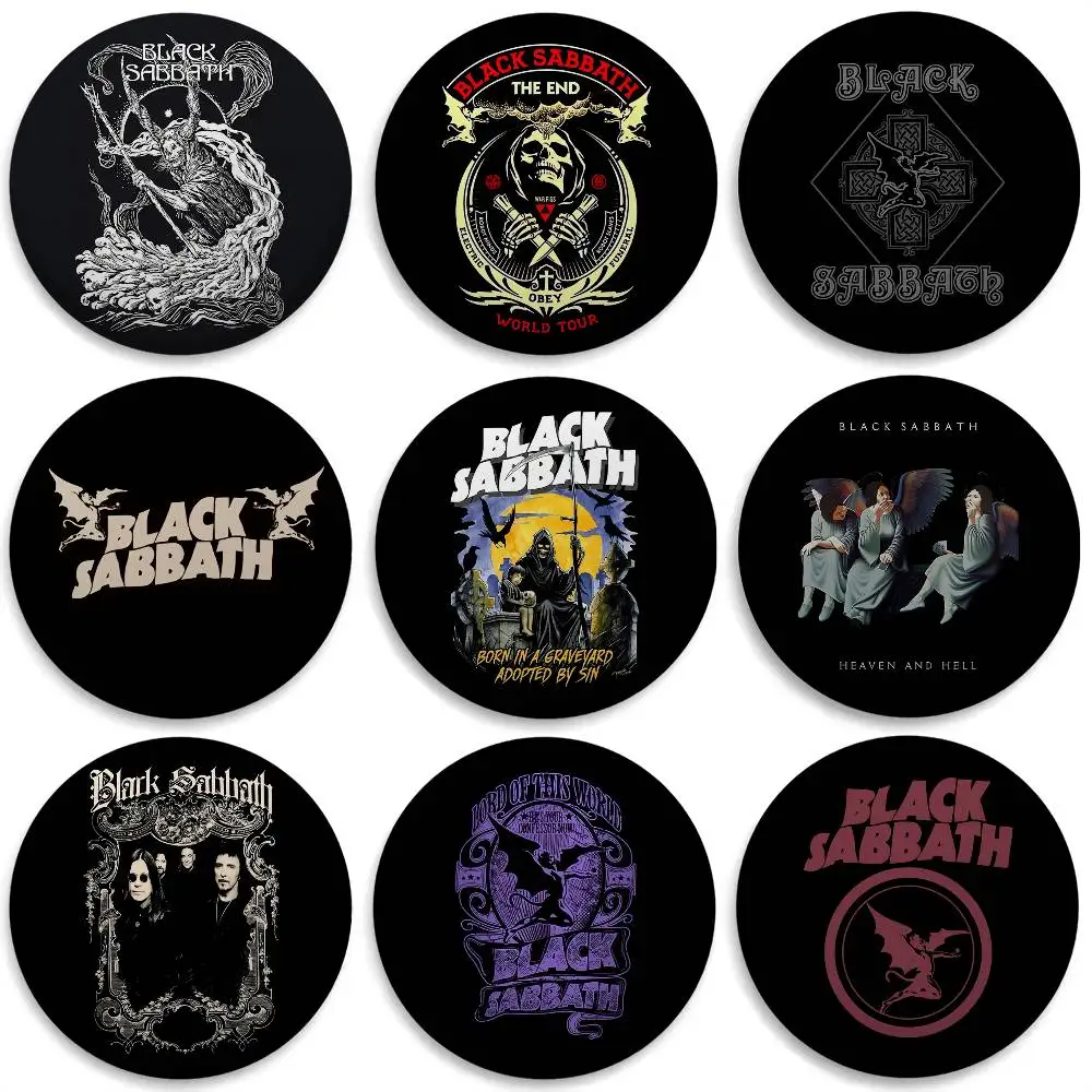 

B-Black S-Sabbath Paranoid Badges Round Exquisite Badge Brooches Creative Pins For Clothes Hat Backpack Gift Accessories