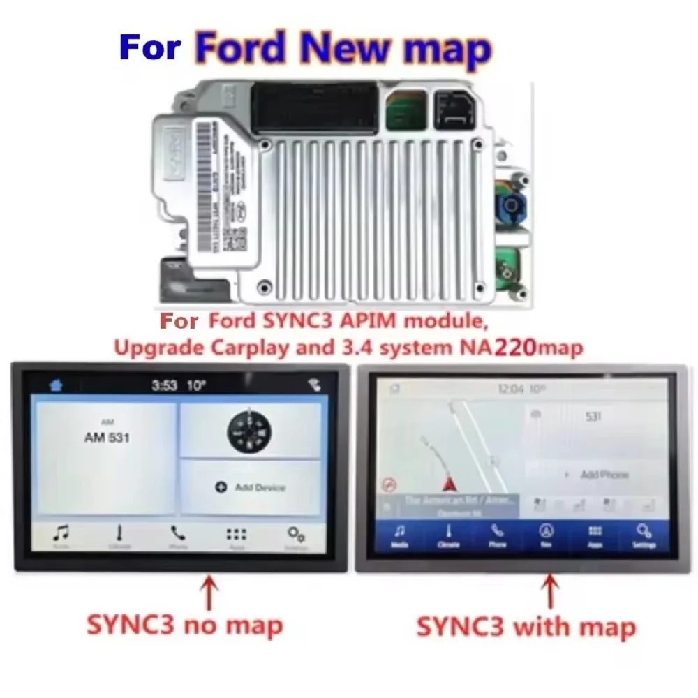 Kit di aggiornamento da SYNC2 a SYNC3 di fabbrica Modulo APIM Antenna Carplay Navigazione GPS adatta per Ford Lincoln Sync 3 8G No Map