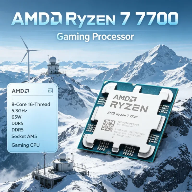 AMD Ryzen 7 7700 Desktop CPU Processor 100-000000592 5.3GHz 8-Core 16-Thread 65W 5nm 32M L3 DDR5 No Cooler Type-C