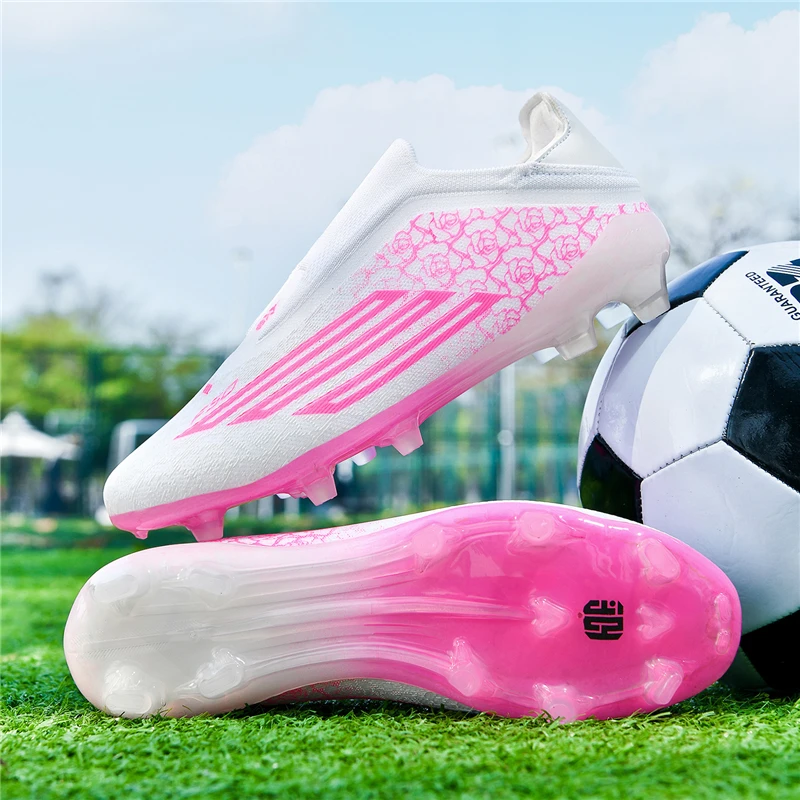 

Men High Top Soccer Cleats Firm Ground Stud Sole Breathable Wear Resistant Outdoor Lawn Match Training Football Shoes
