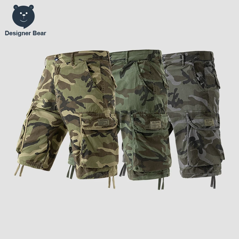 Brand Clothing Men's Baggy Cargo Work Bermuda Shorts Multi-Pocket Camo Board Shorts Summer Casual Loose Outdoor Hiking Shorts