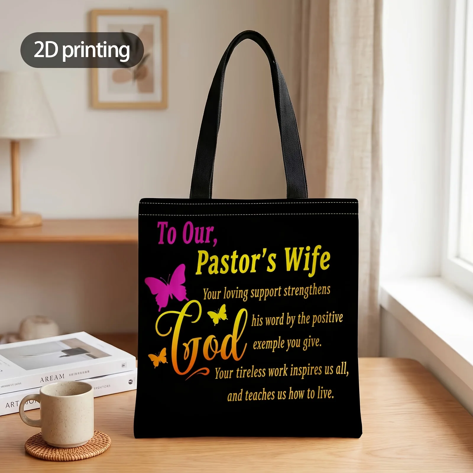 2D Printed Handbag with Pastor'S Wife, You Inspire Us Pattern, Reusable Fashion Shoulder Bag Shopping Tote Bag Suitable for Shop