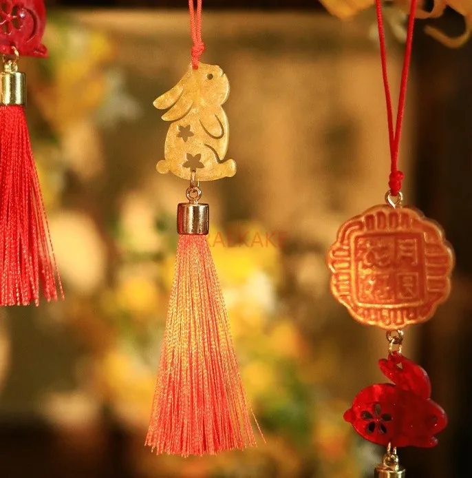 1PCS Mid-Autumn Festival, mini mobile phone chain, tassel pendant, small gifts for decorative creative activities