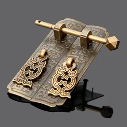 1Pc Antique Chinese Classical Cabinet Drawer Lock Latch Furniture Hardware Door Strip Pulls Handle Knob Brass Decorative Handles