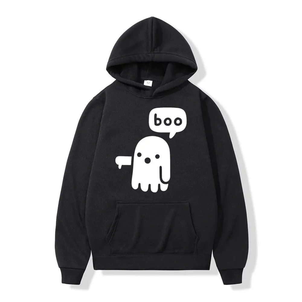 Funny Boo Ghost Printing Hoodie Men's Women High Quality Fleece Hoodies Casual Fashion Oversized Hooded Sweatshirts Streetwear