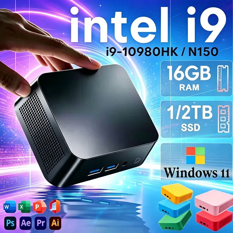 Windows 11 MiniPC Intel Core I9 10980HK 16GB 32GB RAM WIFI6 BT5.2 4K 1TB 2TB SSD 1000Mbps Protable Gaming Computer PC