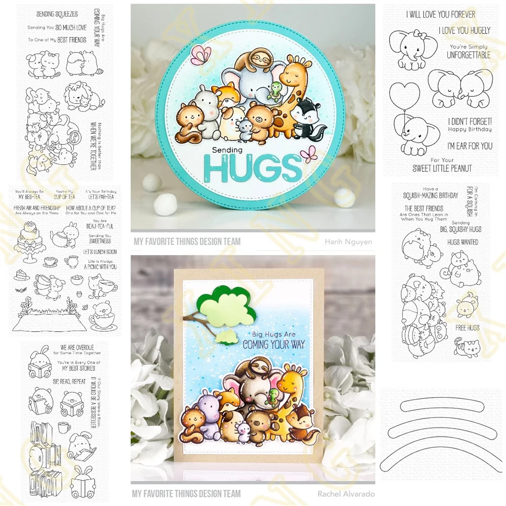 2024 New Sweet Little Peanut Squishy Hugs Metal Cutting Dies and Clear Stamps for Diy Photo Album Handmade Paper Card Decoration