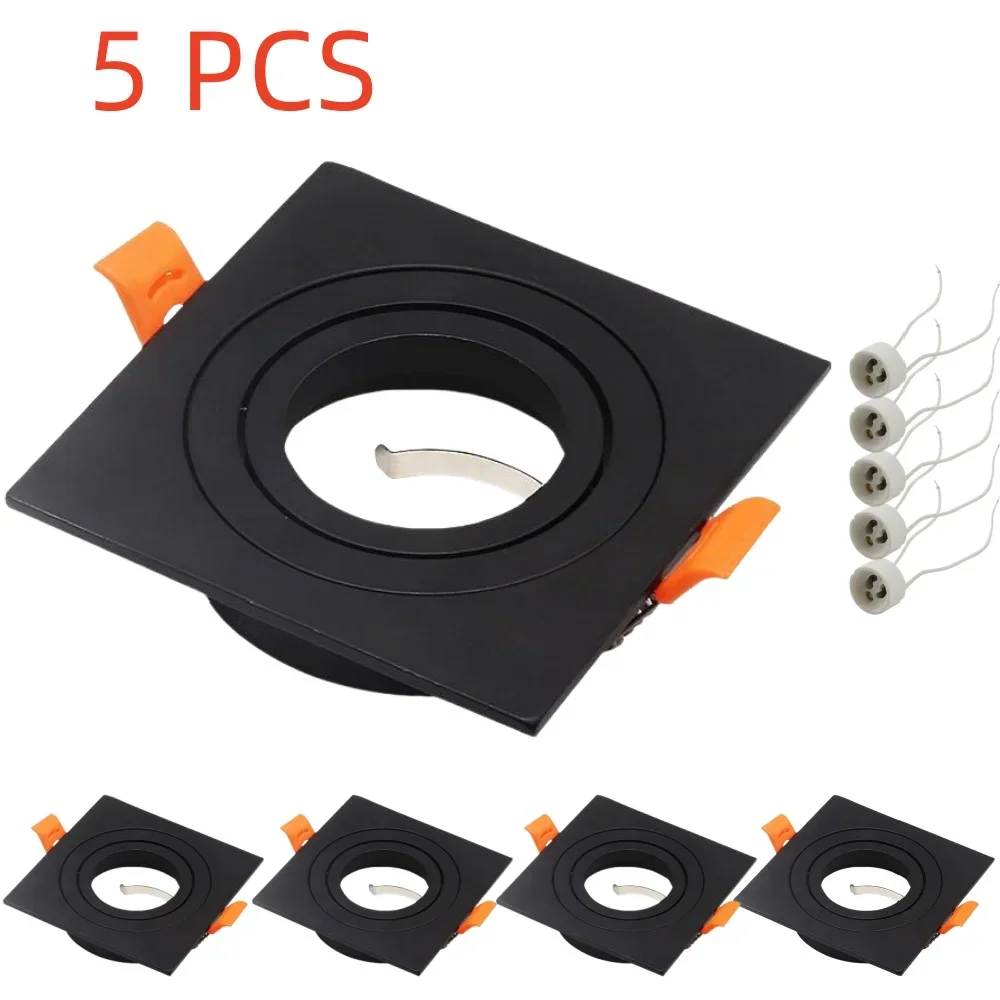 5pcs Black LED Ceiling Lighting with GU10 Lamp Socket Recessed Downlight Ceiling Lamps for Living Room LED Spotlight Kitchen