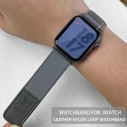 Nylon Leather Strap for Apple Watch Band Ultra 49mm 44mm 45mm 42mm 41mm 42mm 38mm Sport Watchband Iwatch Serise 8 7 6 5 Bracelet