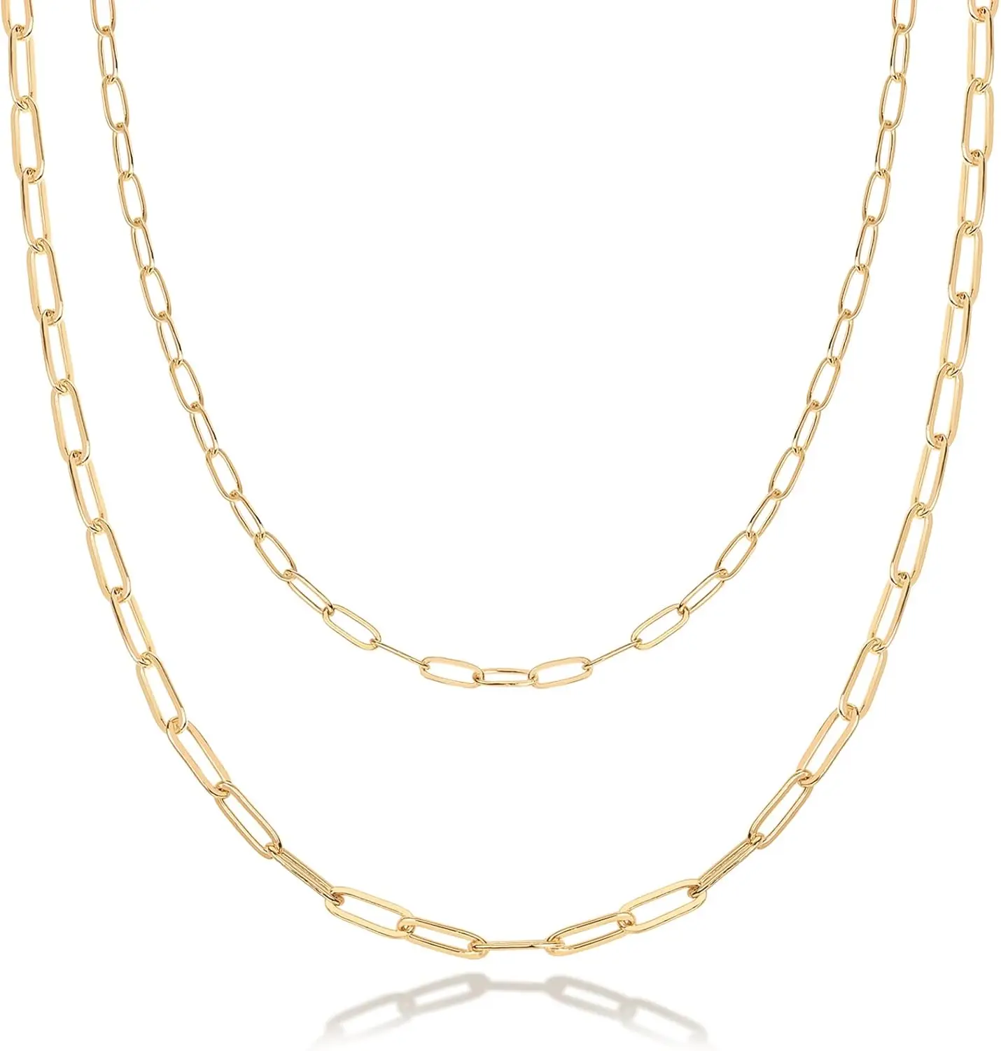 

Изящные многослойные ожерелья Pavoi с позолотой 14K для женщин | Цепочки-змейки, цепочки с плетением «паперклип», многослойные цепочки | Многослойное ожерелье