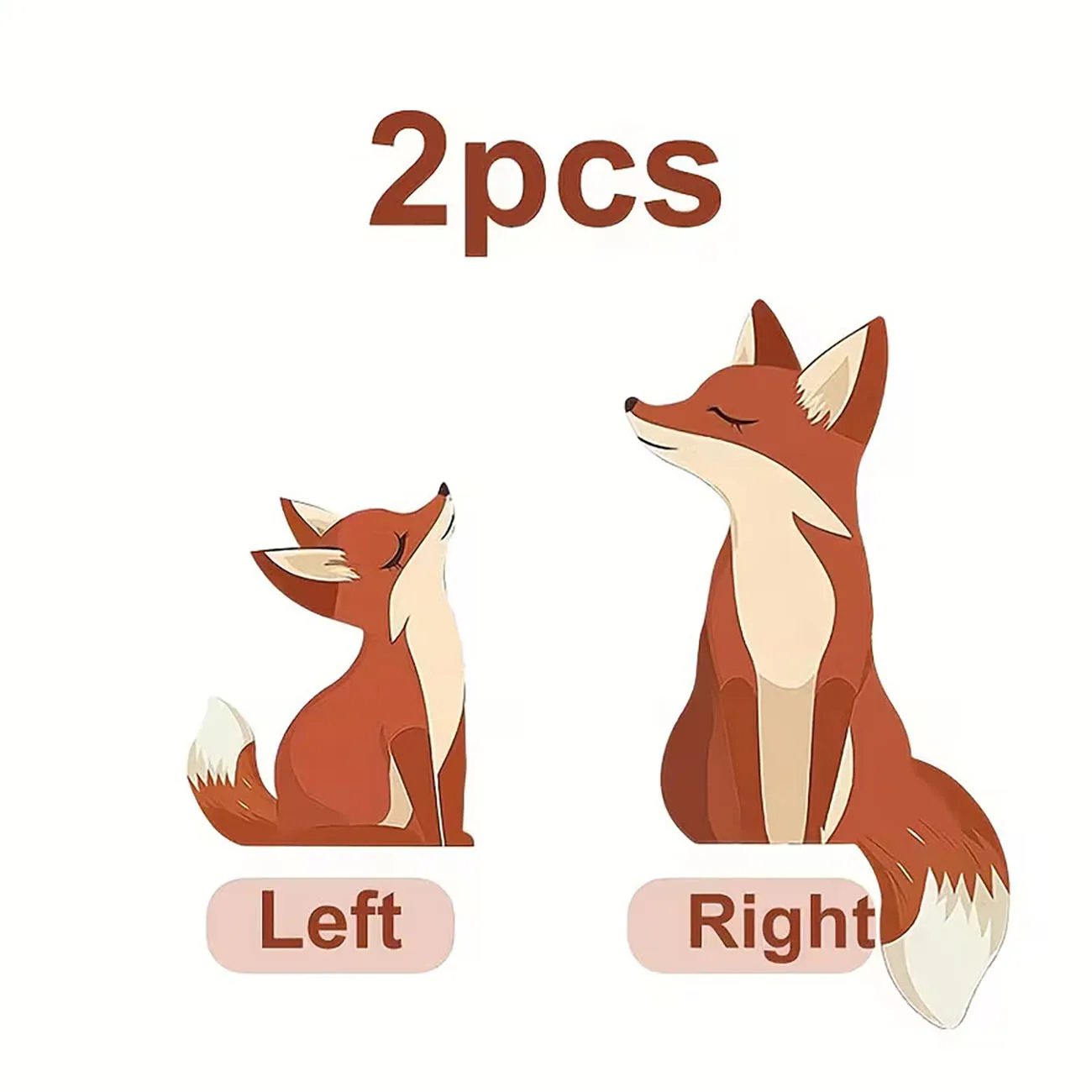 2 Pcs Wooden Fox Door Corner Ornaments Mother and Baby Fox Wood Cutouts for Home Door Frame Decor