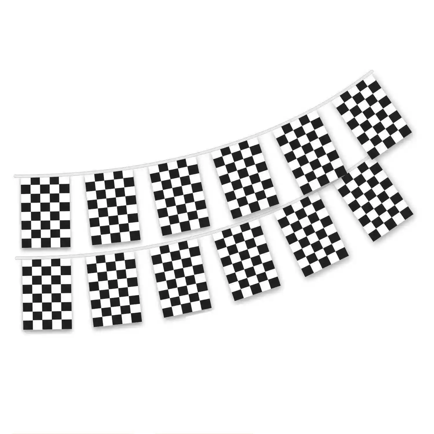 F1 Racing Checkered Hanging Flag 20PCS 6M Polyester Black White Printed Home Decorative 14x21cm Auto Sports Flags and Banners