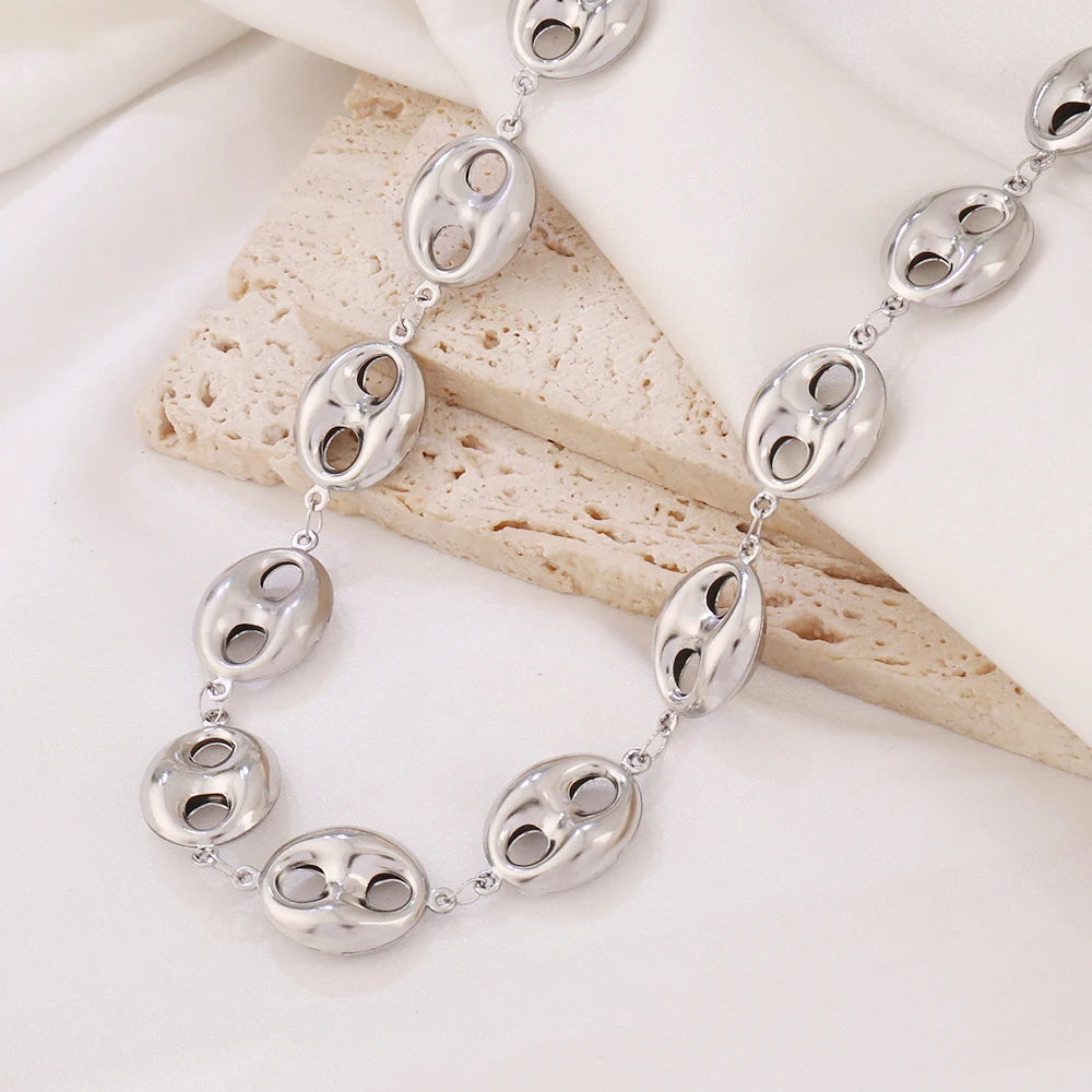 316L Stainless Steel Coffee Bean Chain Necklace Fashion Gold Color Coffee Bean Charms Chain Necklaces For Women Jewelry view 2