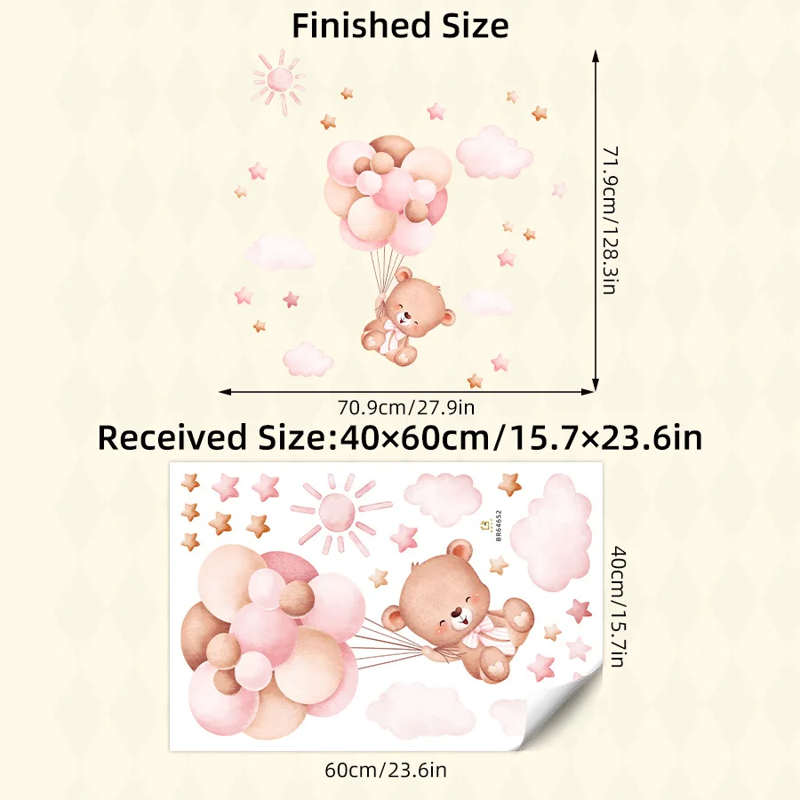 Little Bear Cloud Star Balloon Wall Stickers For Children's Room Kids Bedroom Baby Room Decor Beautification Home Decoration