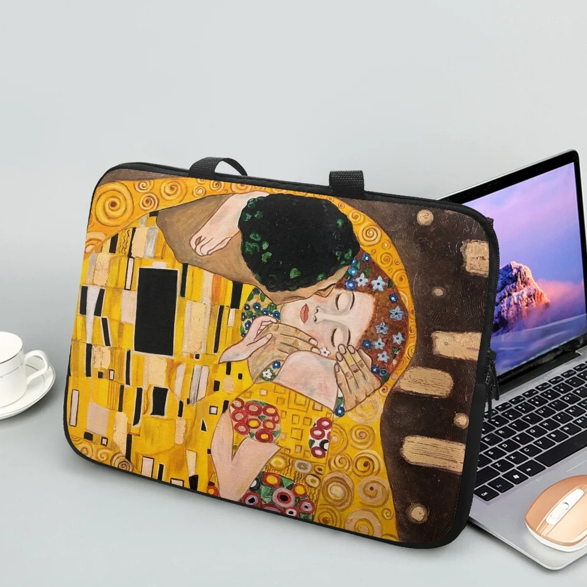 

Oil Painting Kiss/Waterlily Designer Laptop Bag Gustav Klimt/Monet Tablet Sleeve Cases Portable Female PC Computer Handbags 2023