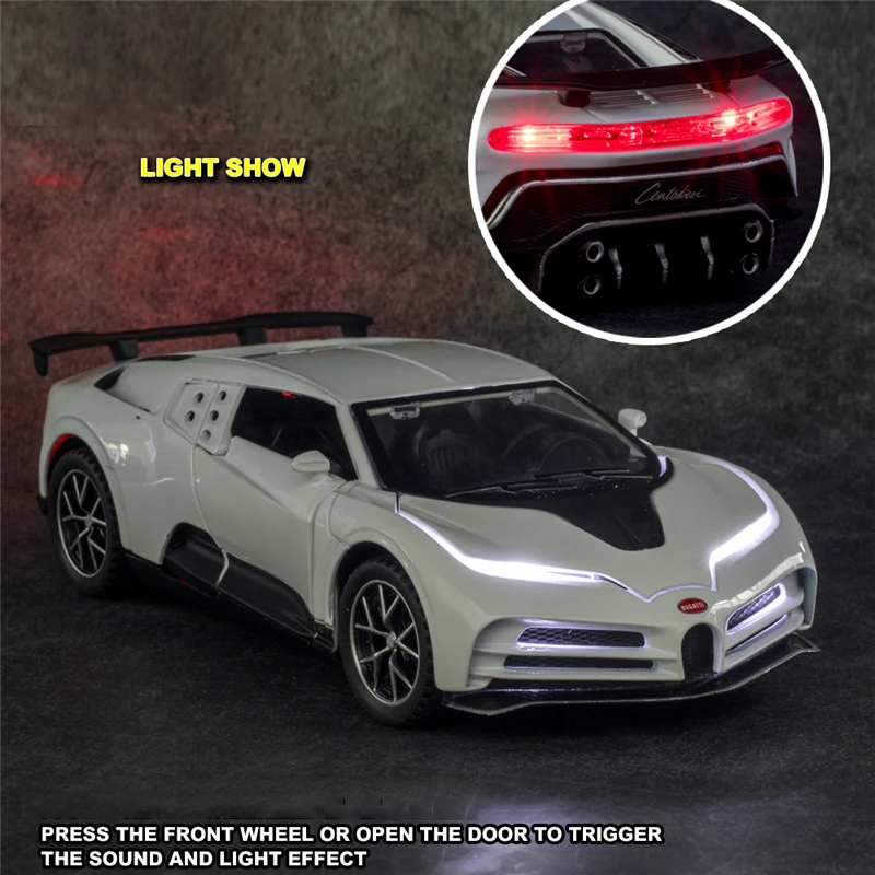 1:32 Bugatti Centodieci Alloy Car Toy Car Metal Collection Model Car Sound and light Pull Back Toys For Children Gift