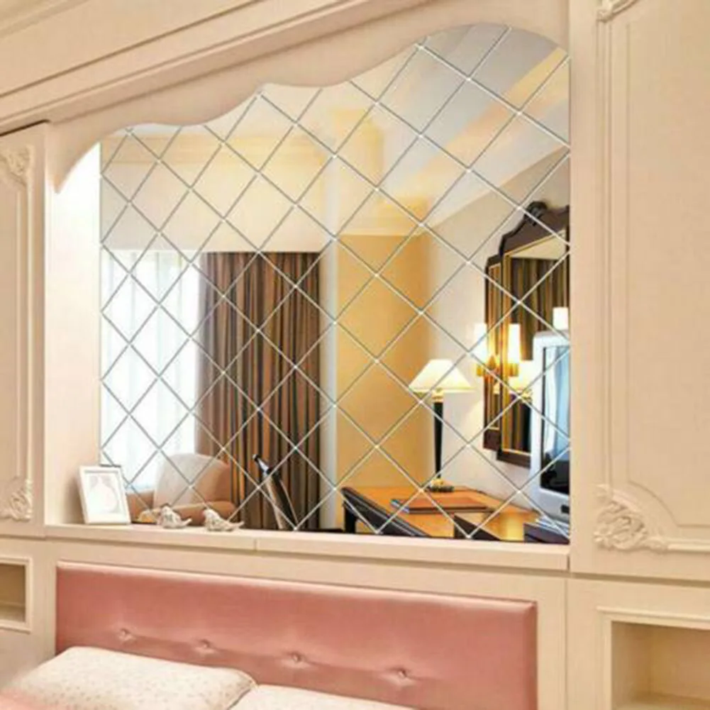 16Pcs 15CM Square Mirror Wall Stickers Silver For Acrylic Tiles For Home Decor For Mosaic Art DIY Room Decoration Decals