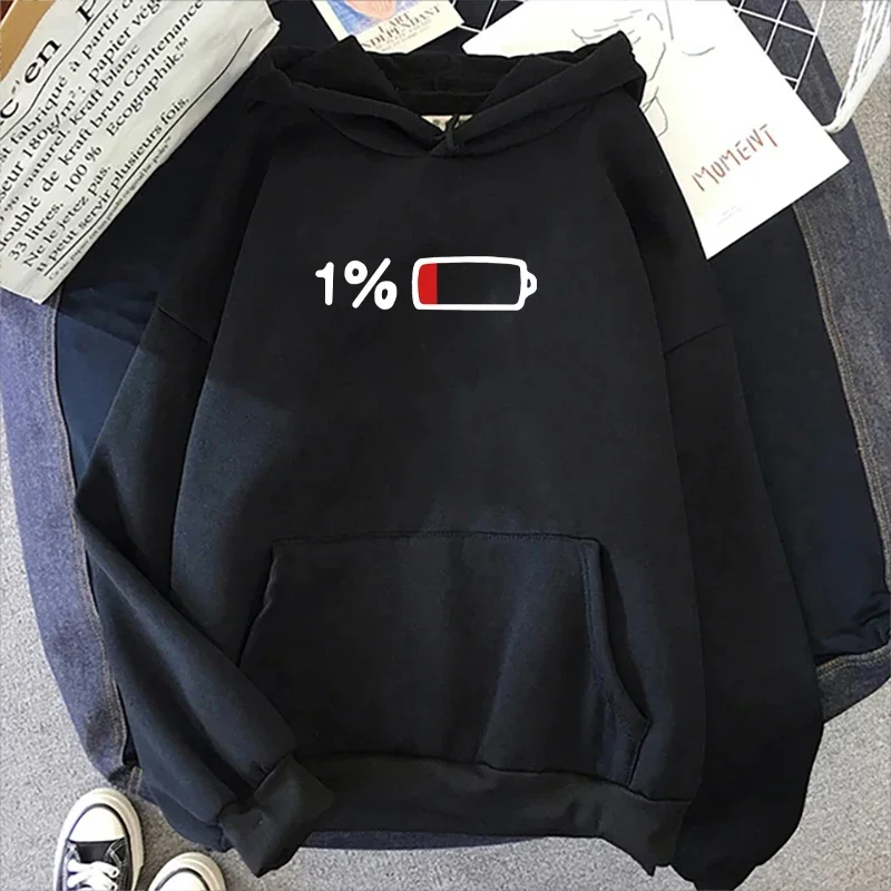 

Urgently Charge 1% Funny Print Pattern Loose Sweatshirt Fashion Men Women Hooded Sweatshirt Autumn and Winter Warm Top