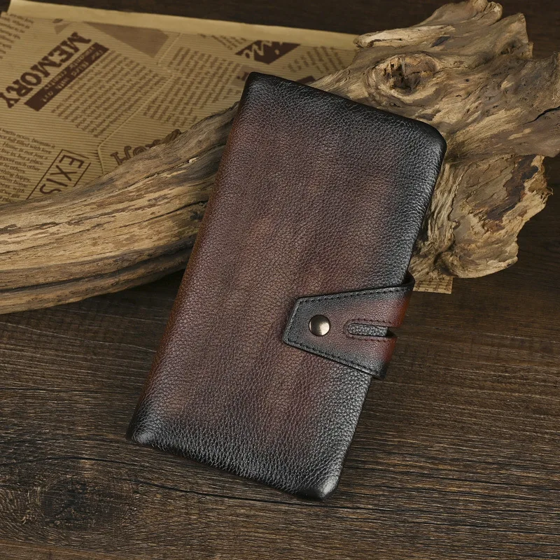 MOTAORA 2025 New Vintage Long Wallet for Women with Phone Pocket, Genuine Leather Multi-Card Slots Clutch Purse with Coin Zip