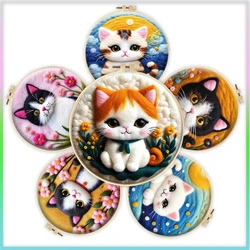CHENISTORY Needle Felting Painting With Frame Kit Cat Animal Set Includes Wool Bag Felting Needle Foam Pad Felt Cloth Handicraft