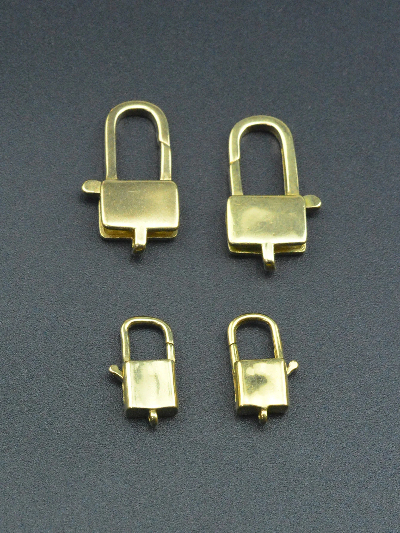 2 pcs large small simple classic Korea 0.6 1 inch Fine Solid Brass lock snap spring hook clasp chain Pearl necklace bangle DIY