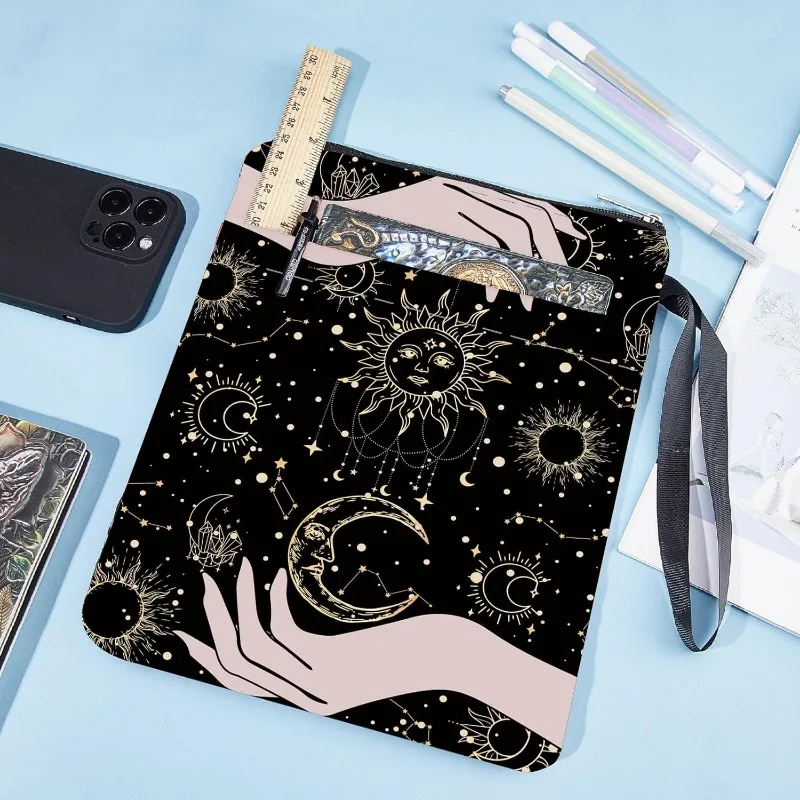 1 pc Book Sleeve Sun Book Protector Moon Witch\'s Hand Black Book Covers for Paperbacks Washable Fabric Cloth Book Cover