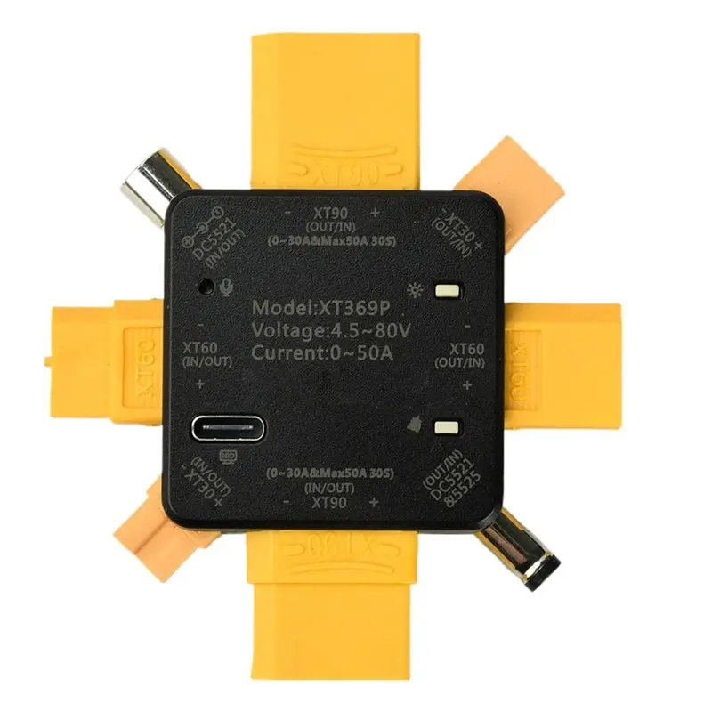 HRBAJ-XT30 XT90 XT369P DC4.5-80V 50A Digital Voltmeter Ammeter Wattmeter Plug Current Voltage Capacity For Model Airplane